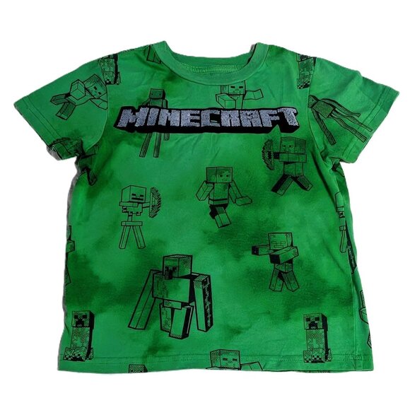 Minecraft Boys T-Shirt Bundle Youth Size Large Creeper Zombie Steve Blue + Green - Picture 3 of 12